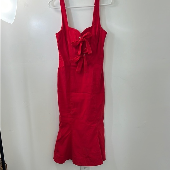 Anthropologie Red Sweetheart bow dress size M, mermaid cut, flared bottom - Picture 5 of 7